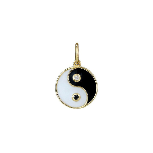 Diamond Ying Yang Black And White Necklace Charm