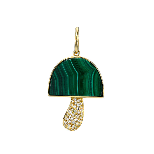 Diamond And Green Mushroom Necklace Charm