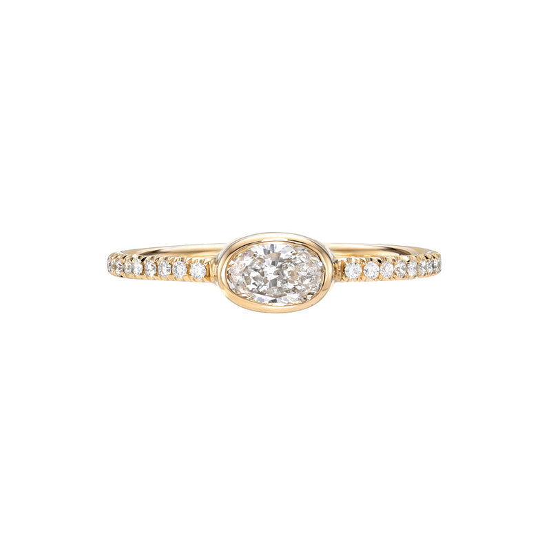 Yellow Gold Oval Diamond Stacking Ring