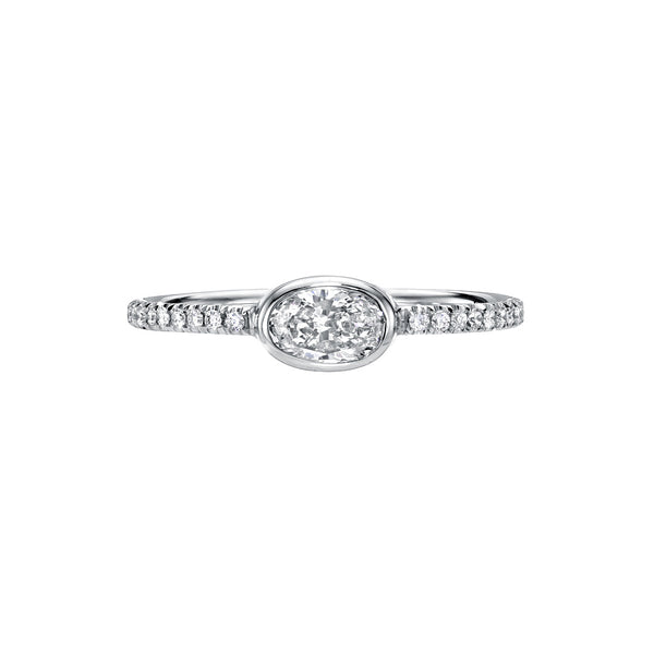 White Gold Oval Diamond Stacking Ring