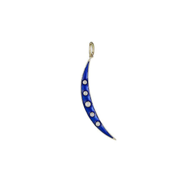 Blue Enamel Moon Necklace Charm
