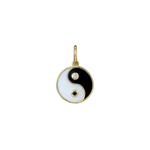Diamond Ying Yang Black And White Necklace Charm