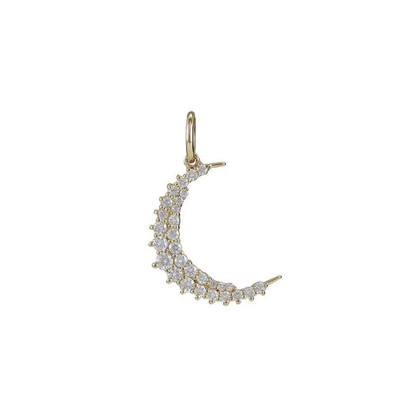 Yellow Gold Diamond Moon Necklace Charm