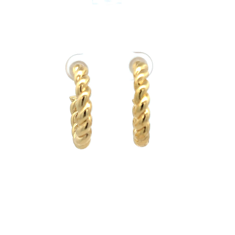 Yellow Small Round Twisted Hoop Earrings