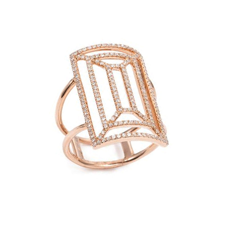 Rose Gold Geometric Diamond Cocktail Ring