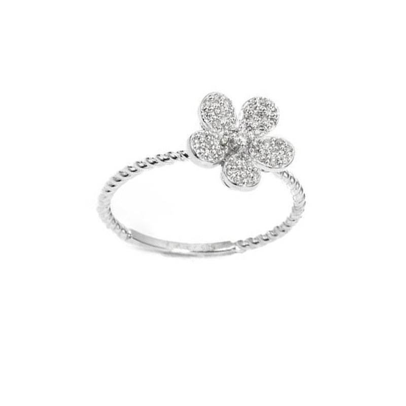 White Gold Diamond Daisy Flower Ring