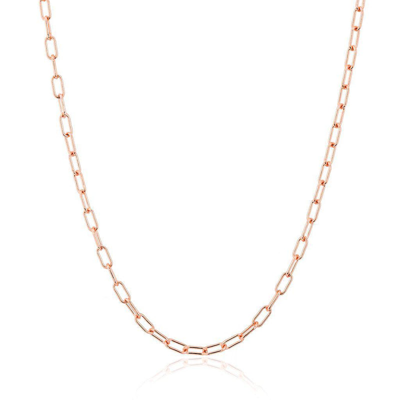 Rose Gold Paper Clip Link Chain Necklace