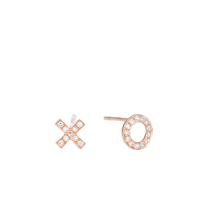 Gold XO Diamond Stud Earrings