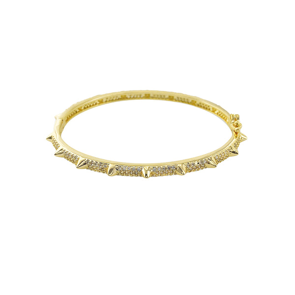 Yellow Gold Faux Spiked Bangle