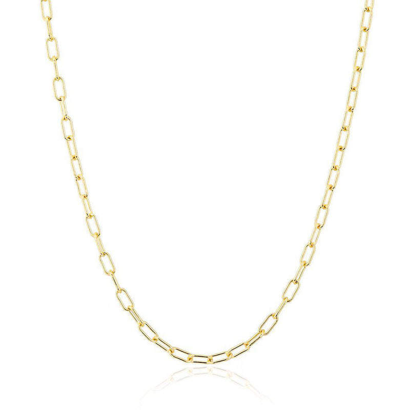 Yellow Gold Paper Clip Link Chain Necklace