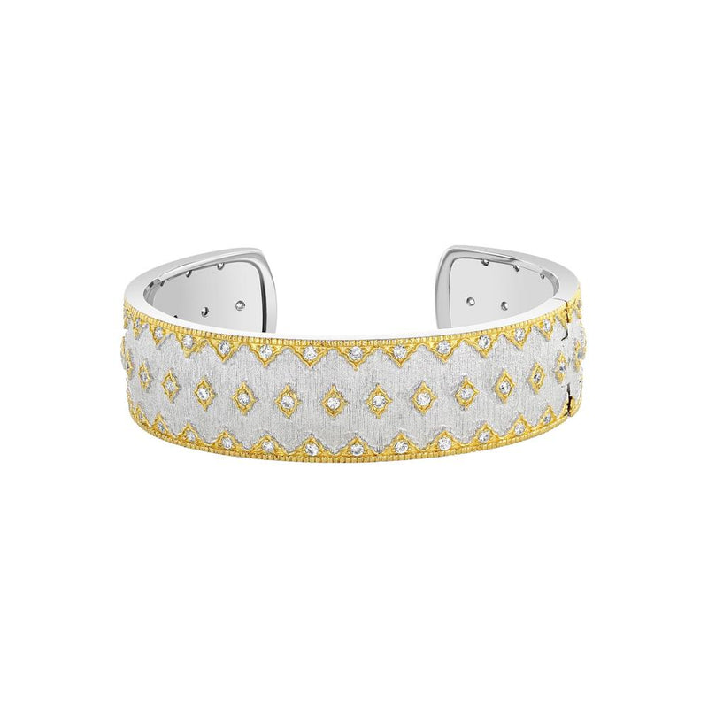 Silver And Gold Satin Faux Diamond Push On Cuff