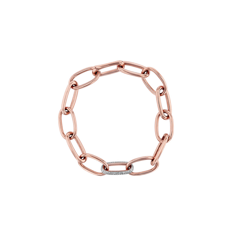 Rose Gold Single Diamond Link Bracelet