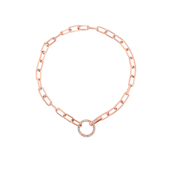 Rose Gold Diamond Circle Link Bracelet