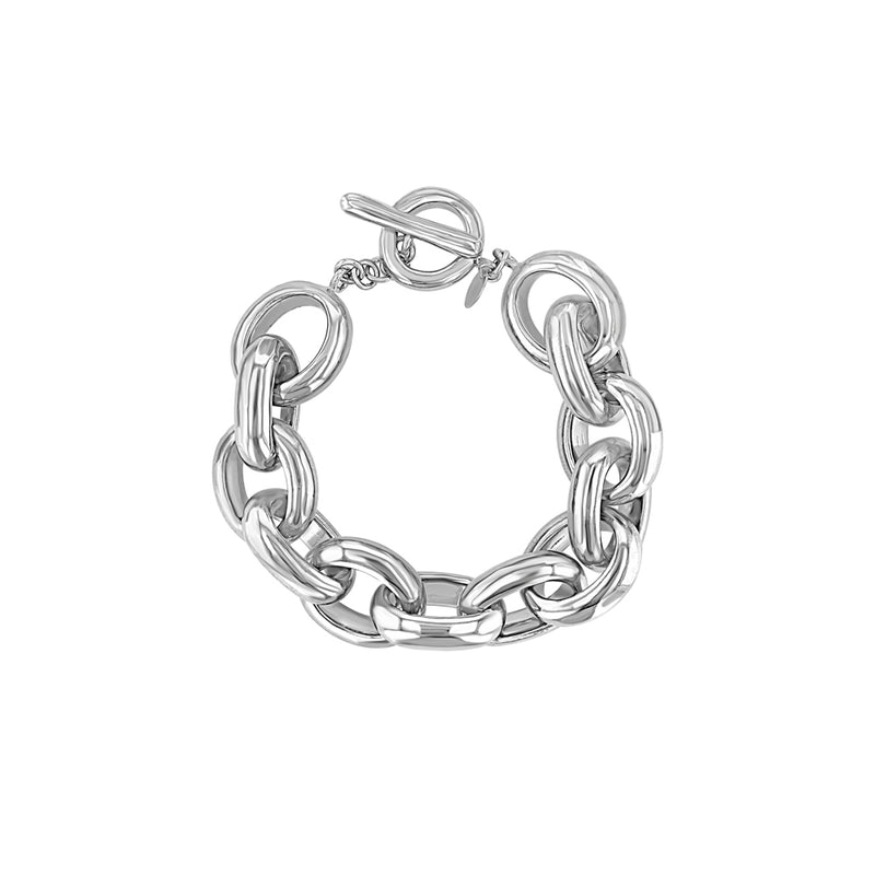 Rose Silver Toggle Link Bracelet