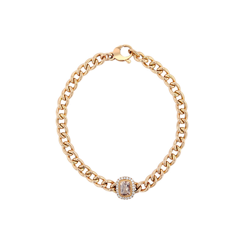 White Gold Diamond Baguette On Link Bracelet