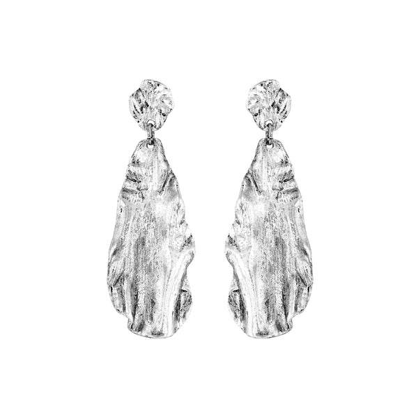 Silver Wavy Modern Drop Earrings