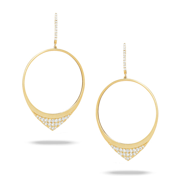 Yellow Gold Satin Diamond Hoop Earrings