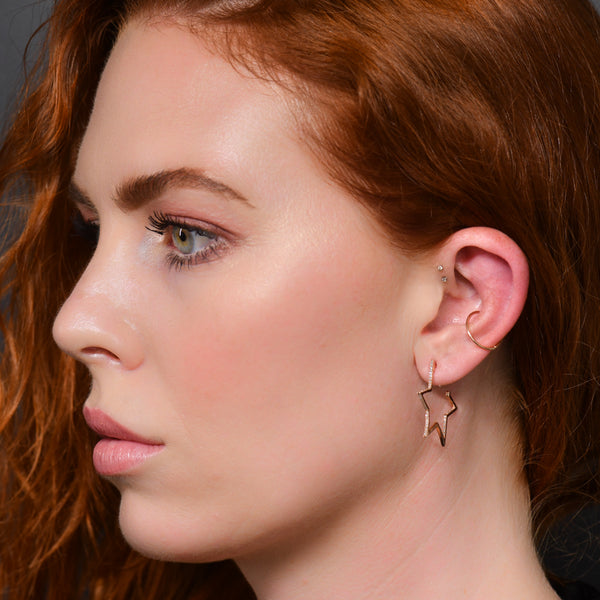 Rose Gold Diamond Cutout Star Earrings