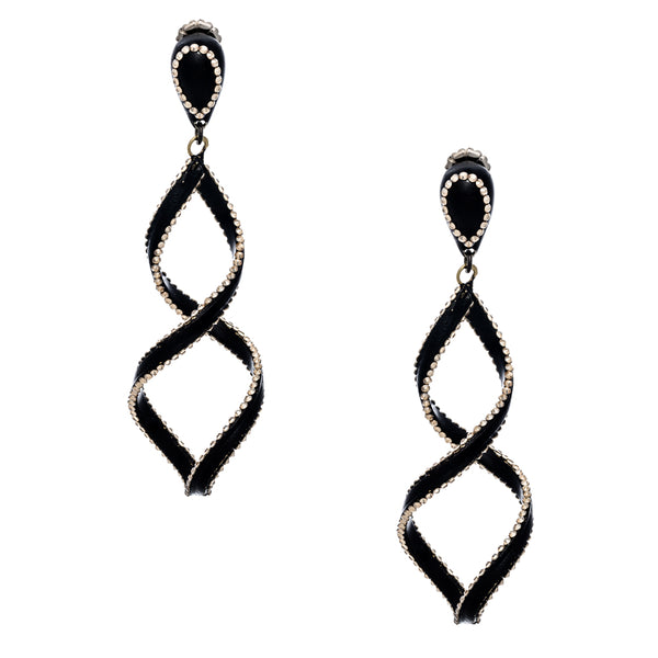 Black And Gold Swirl Statement Earrings