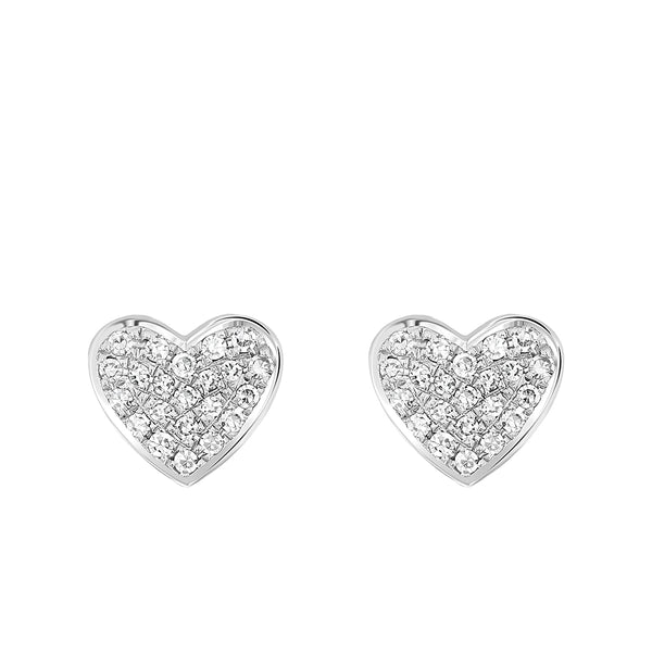 White Gold Diamond Heart Stud Earrings