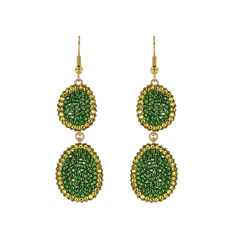 Luxury Gold And Green Double Drop Earrings