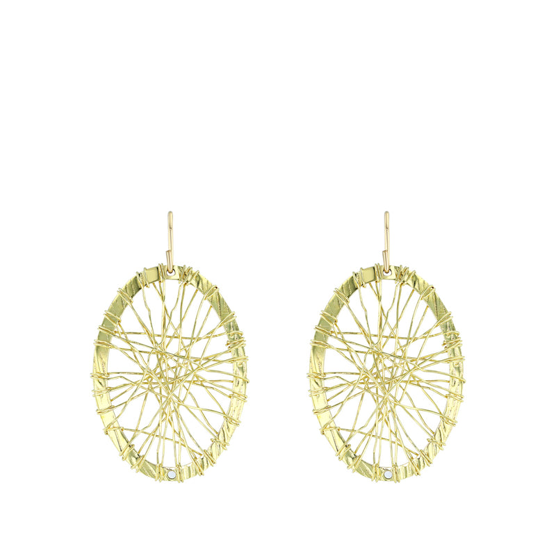 Yellow Oval Spin wheel Lace Earrings