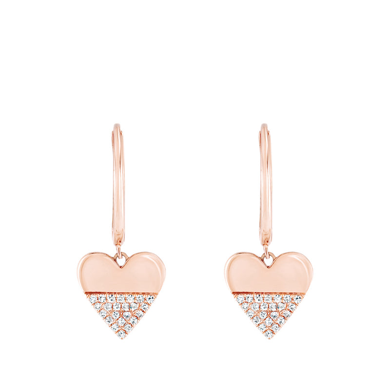 Rose Gold Diamond Heart Mini Huggie Earrings
