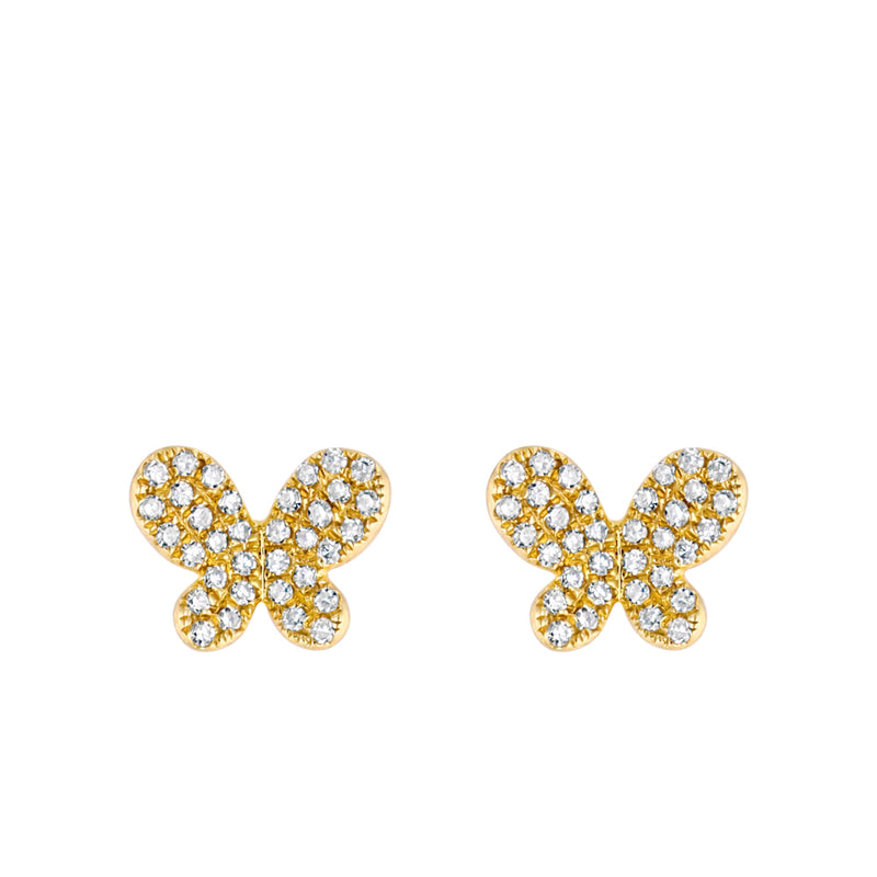 Yellow Gold Diamond Butterfly Stud Earrings