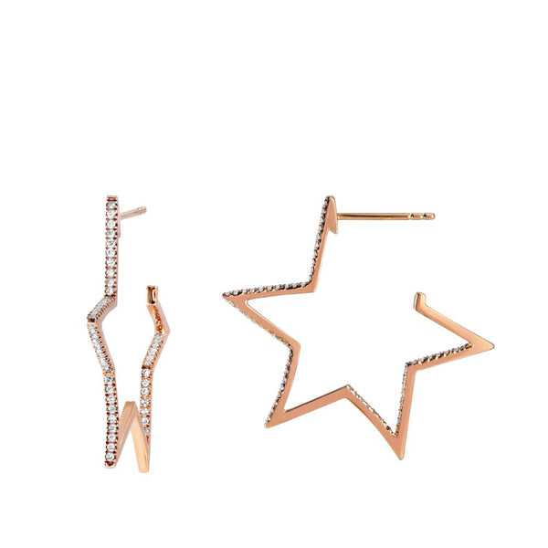 Rose Gold Diamond Cutout Star Earrings