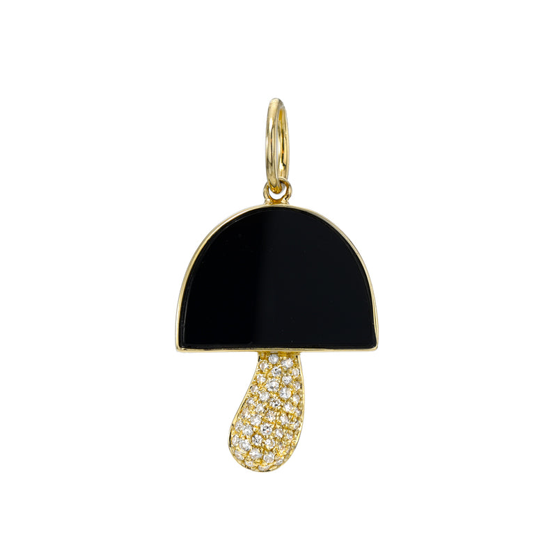 Diamond And Black Onyx Mushroom Necklace Charm