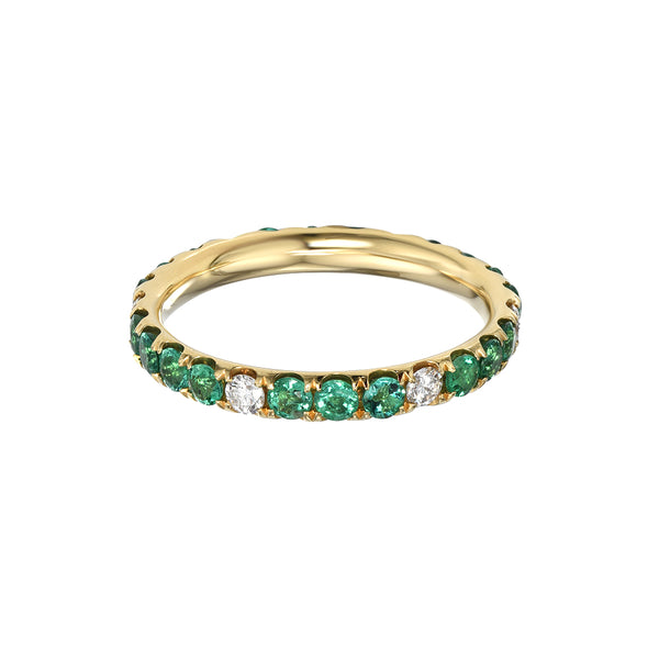 Emerald And Diamond Eternity Band Ring