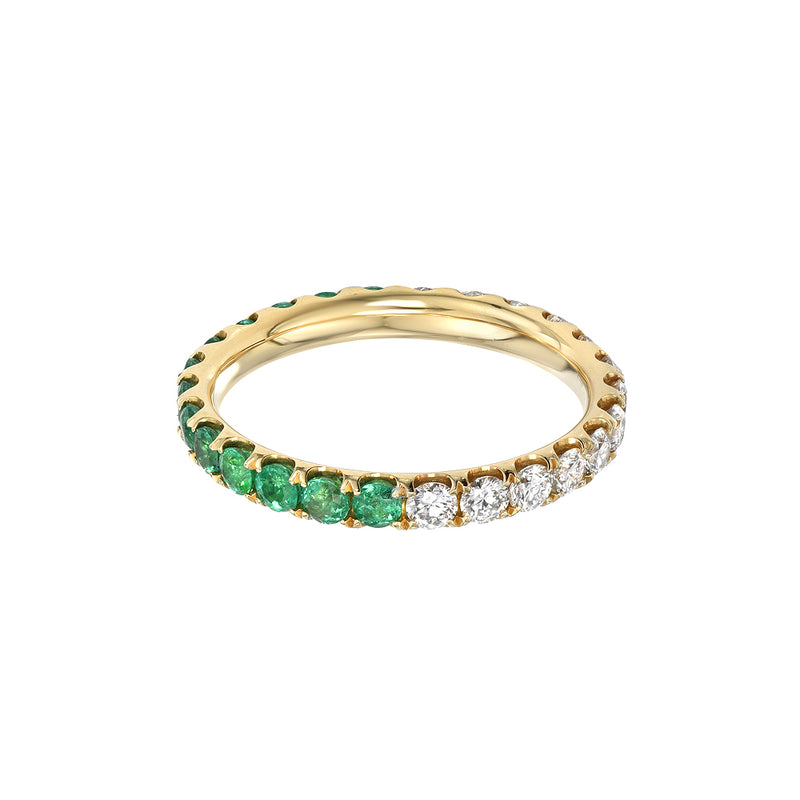Half Diamond Half Emerald Eternity Band Ring