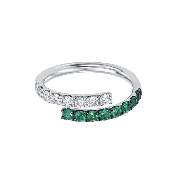Emerald And Diamond Split Band Ring