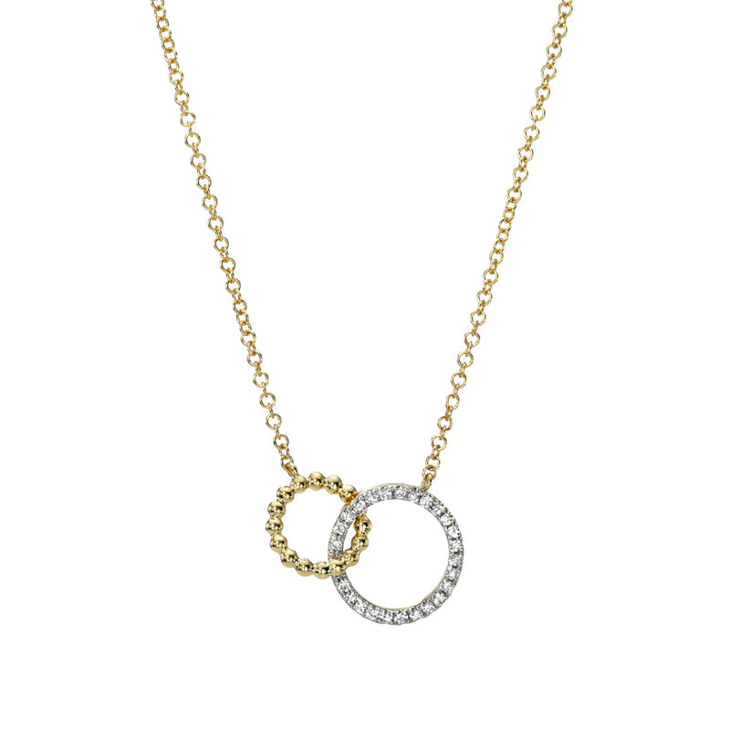 Yellow Gold Diamond Double Circle Necklace