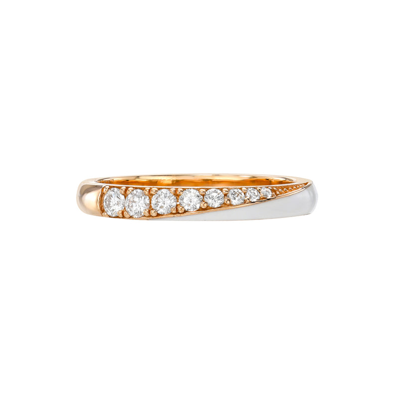 Rose Gold White Enamel And Diamond Stacking Ring