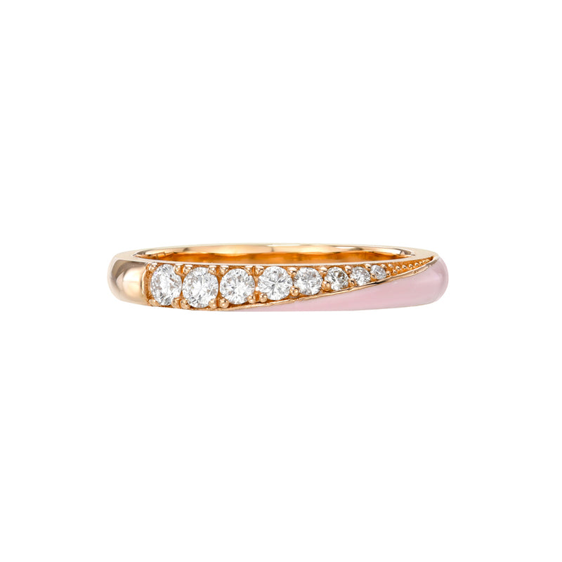 Rose Gold Pink Enamel And Diamond Stacking Ring