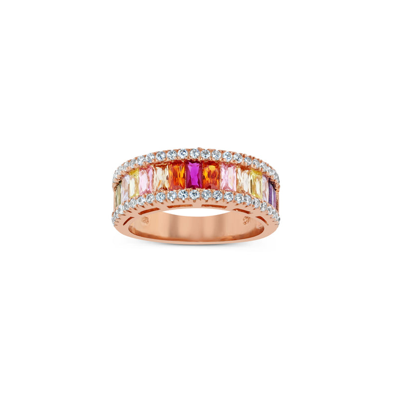 Rose Rainbow Baguette Ring