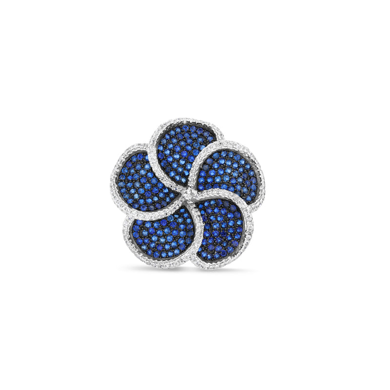 Blue Sapphire Adjustable Flower Ring