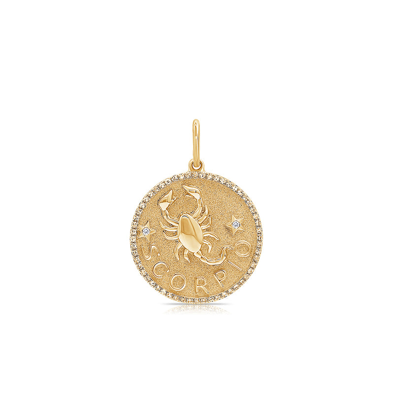 Yellow Gold Diamond Scorpio Medallion Charm