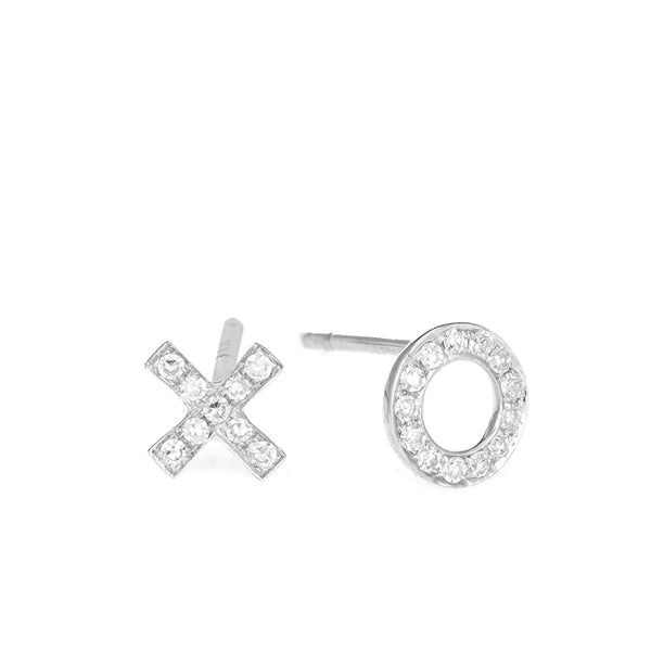 Gold XO Diamond Stud Earrings