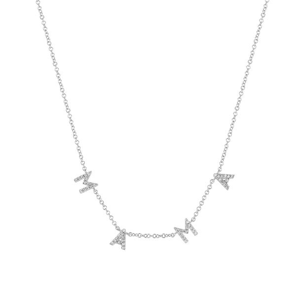 White Gold Diamond Initial Mama Necklace
