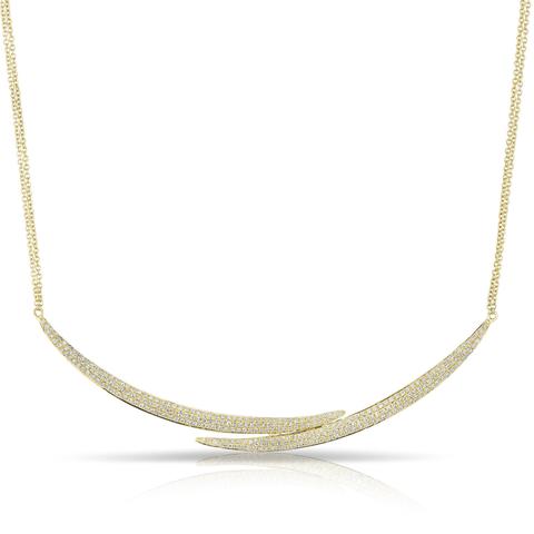 Yellow Gold Diamond Split Open Bar Necklace