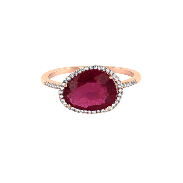 Yellow Gold Ruby And Diamond Cocktail Ring