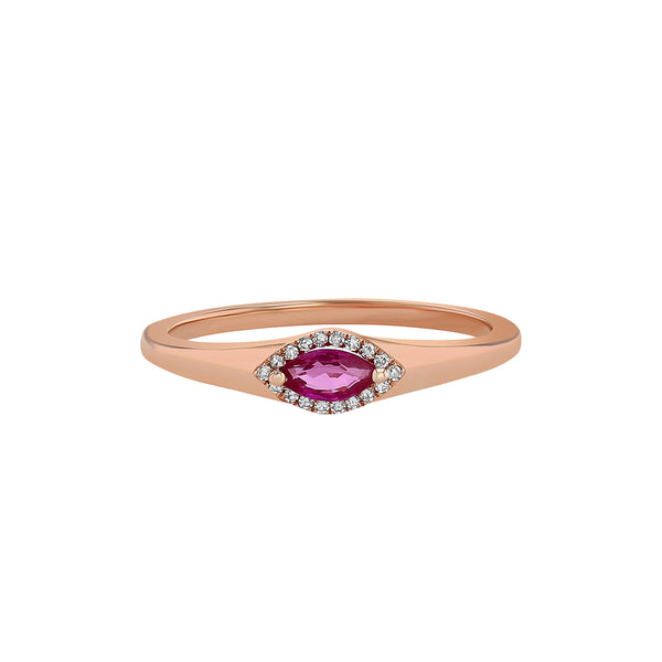Rose Gold Ruby And Diamond Pinky Ring