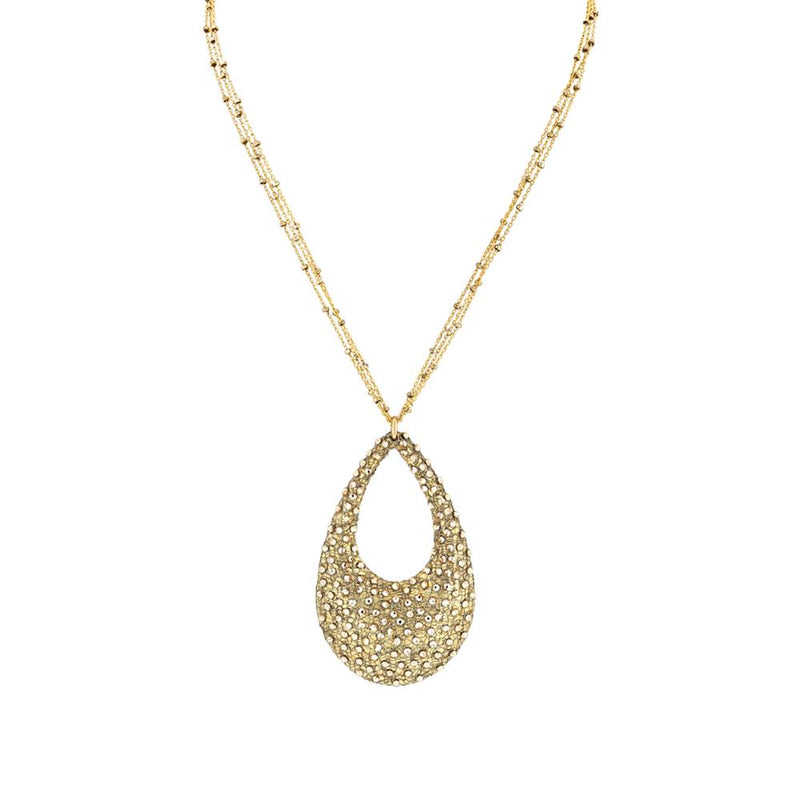 Gold Open Teardrop Pendant Necklace