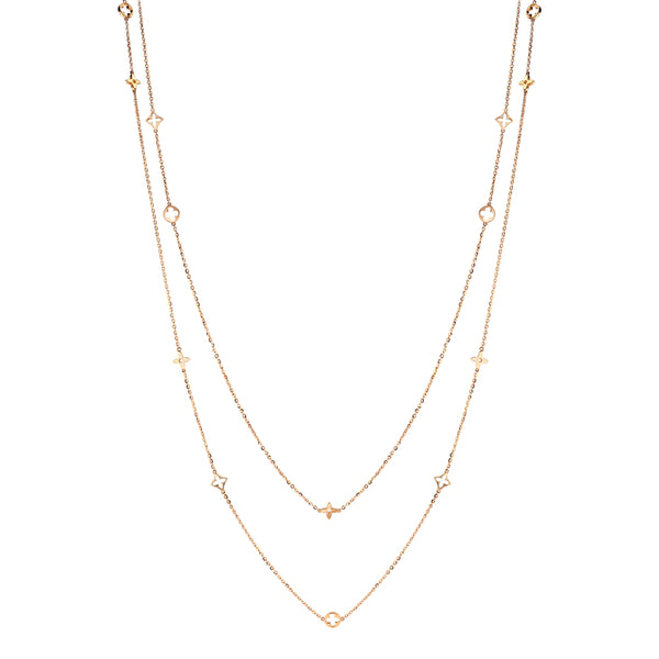Rose Gold Double Chain Clover Necklace
