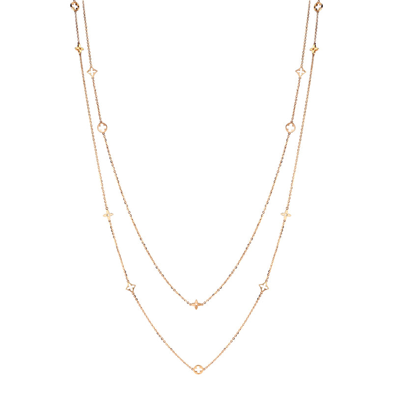 Rose Gold Double Chain Clover Necklace