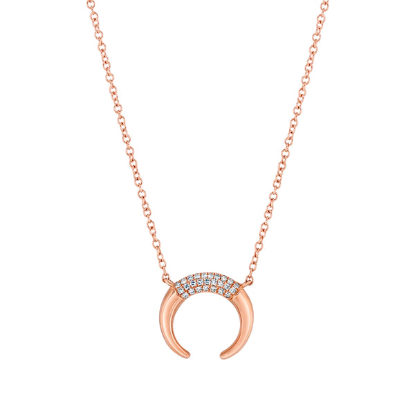 Rose Gold Diamond Mini Horn Necklace