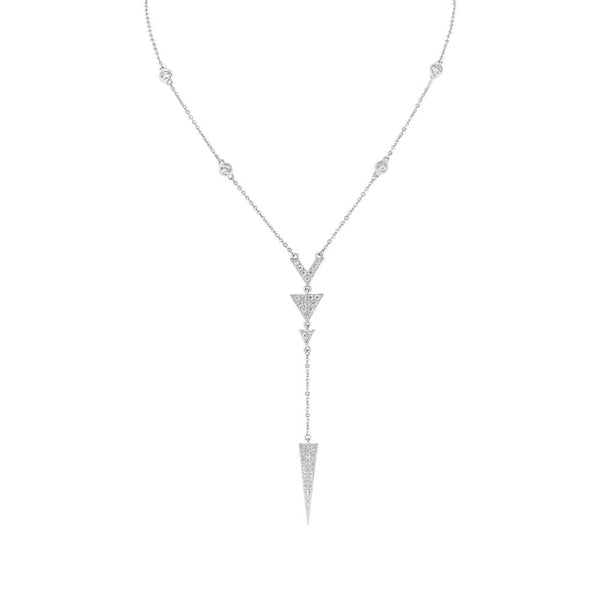 Silver Triple V Lariat Necklace