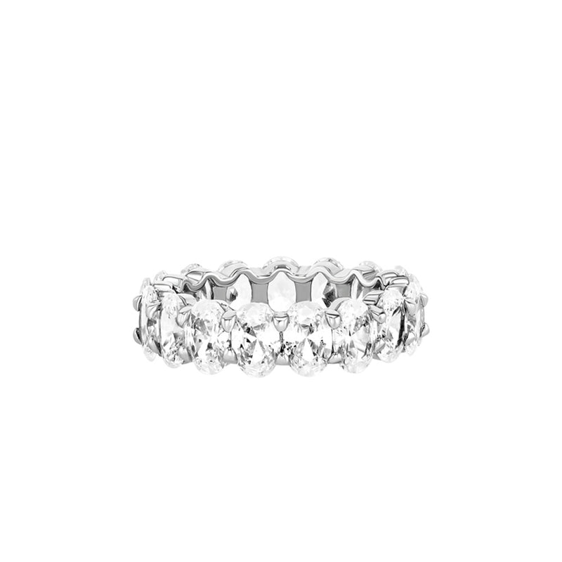 Silver Oval Diamond Eternity Ring